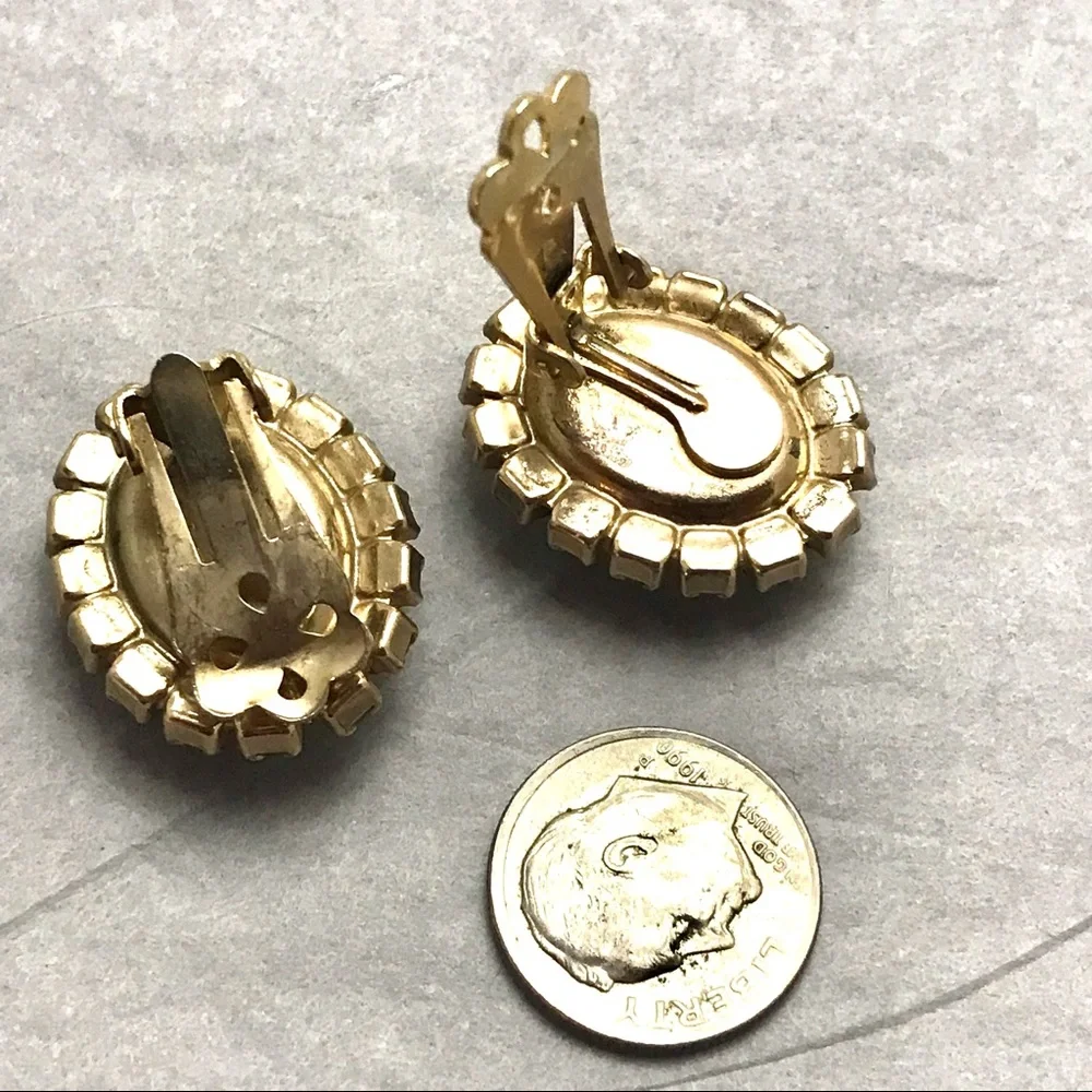 Vintage Rhinestone Earrings White Glass Stones